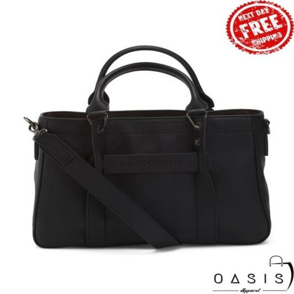 Longchamp Handbags - LONGCHAMP Leather Le Pliage Top Handle Tote With Shoulder Strap/ Women's Bag